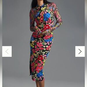 Anthropologie Mesh Halter Mock-Neck Dress